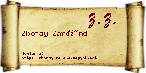 Zboray Zaránd névjegykártya